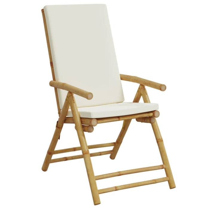 2 Piece Folding Bistro Chairs with Cream White Cushions
