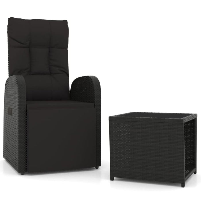 2 Piece Garden Lounge Set Black Poly Rattan&steel Topillo
