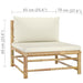 2 Piece Garden Lounge Set with Cream White Cushions Bamboo