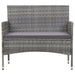 2 Piece Garden Lounge Set with Cushion Poly Rattan Grey