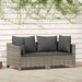 2 Piece Garden Lounge Set with Cushions Grey Poly Rattan