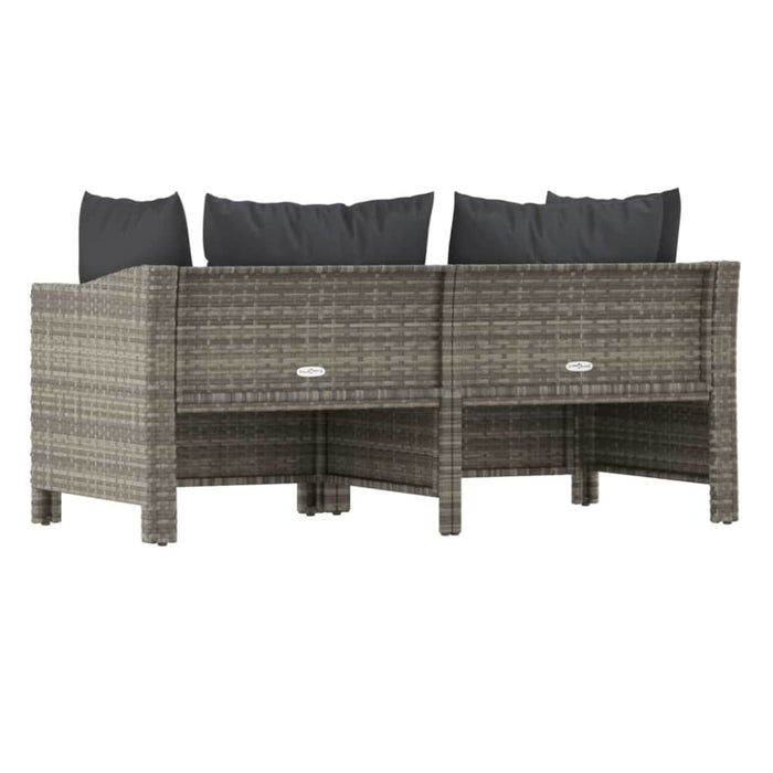 2 Piece Garden Lounge Set with Cushions Grey Poly Rattan