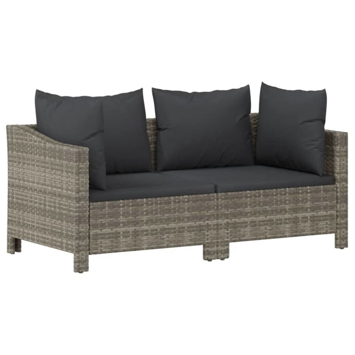2 Piece Garden Lounge Set with Cushions Grey Poly Rattan