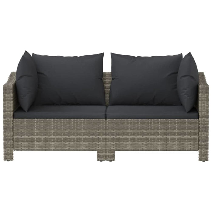 2 Piece Garden Lounge Set with Cushions Grey Poly Rattan