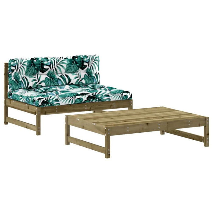 2 Piece Garden Lounge Set with Cushions Impregnated Wood