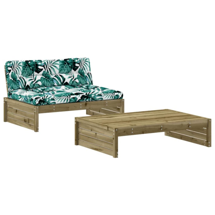 2 Piece Garden Lounge Set with Cushions Impregnated Wood