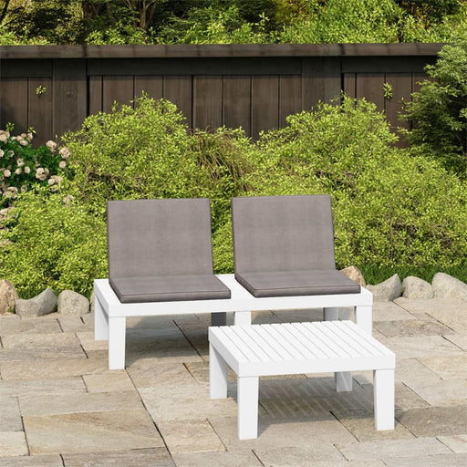 2 Piece Garden Lounge Set with Cushions Plastic White Topnpx
