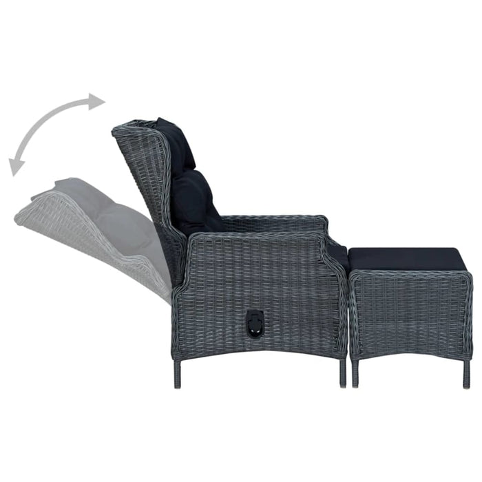 2 Piece Garden Lounge Set with Cushions Poly Rattan Dark