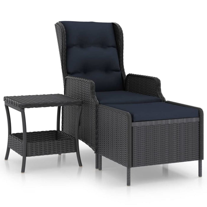 2 Piece Garden Lounge Set with Cushions Poly Rattan Dark