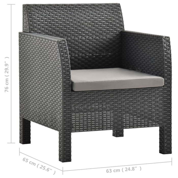 2 Piece Garden Lounge Set with Cushions Pp Rattan