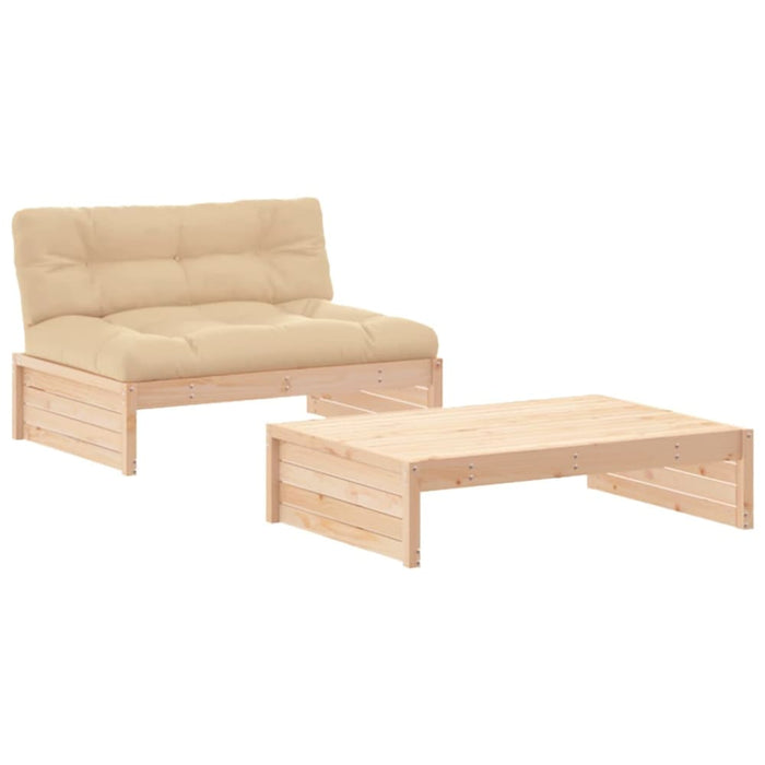 2 Piece Garden Lounge Set with Cushions Solid Wood Tonlotb