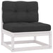 2 Piece Garden Lounge Set with Cushions White Solid