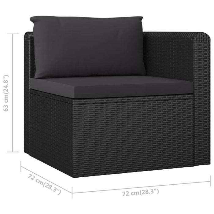 2 Piece Garden Sofa Set with Cushions Poly Rattan Black