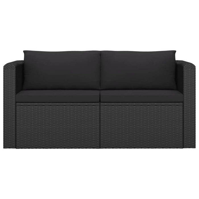 2 Piece Garden Sofa Set with Cushions Poly Rattan Black