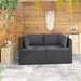 2 Piece Garden Sofa Set with Cushions Poly Rattan Black