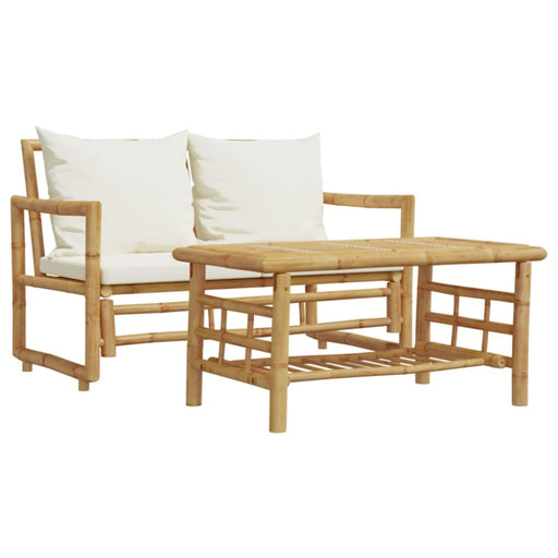 2 Piece Garden Sofa Set with Cushions Bamboo Tlpnib