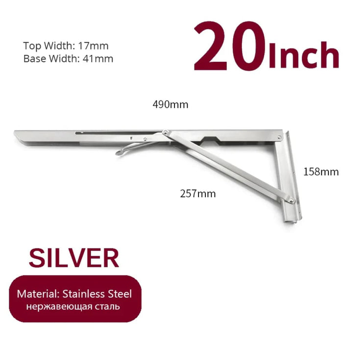 2 Piece Stainless Steel Folding Angle Bracket For Shelf