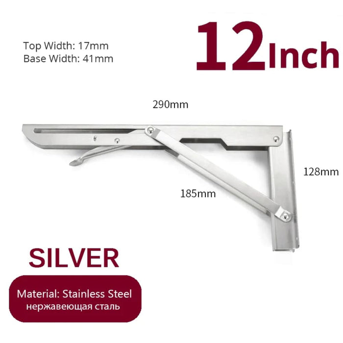2 Piece Stainless Steel Folding Angle Bracket For Shelf