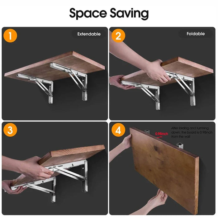 2 Piece Stainless Steel Folding Angle Bracket For Shelf