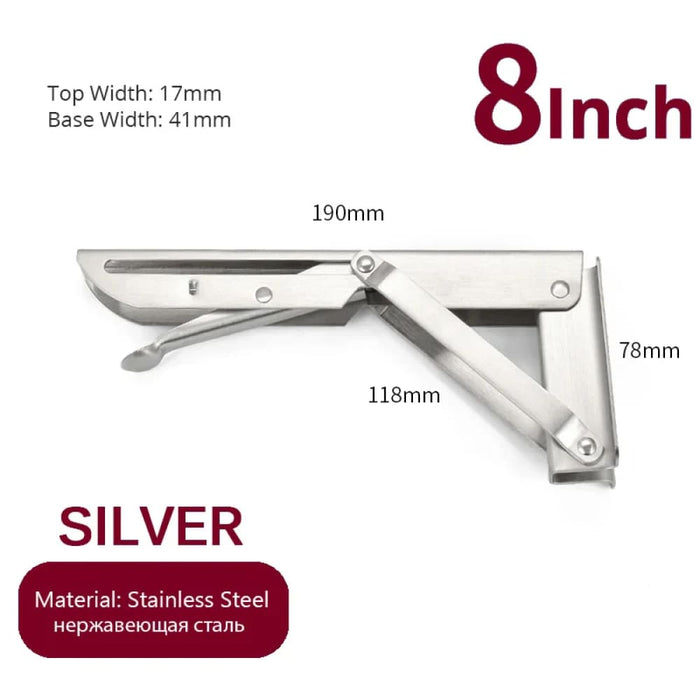 2 Piece Stainless Steel Folding Angle Bracket For Shelf