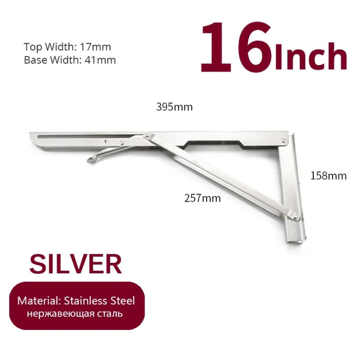 2 Piece Stainless Steel Folding Angle Bracket For Shelf