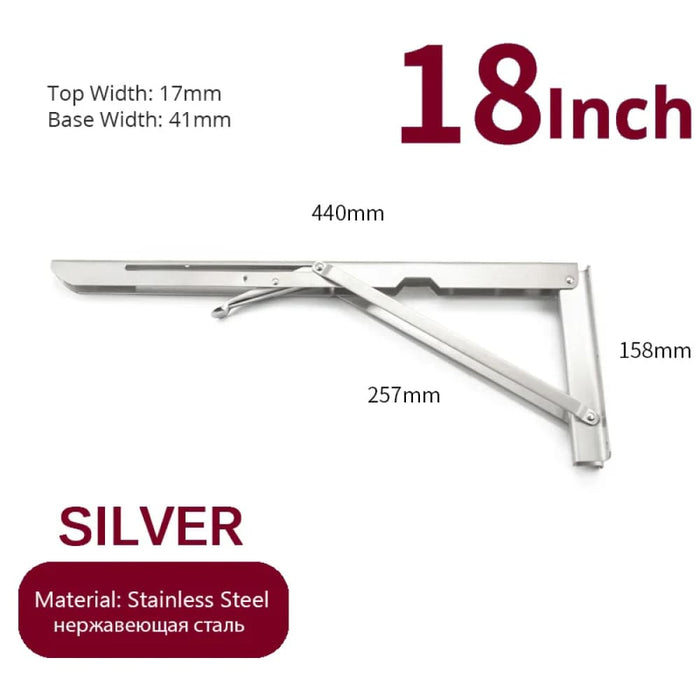 2 Piece Stainless Steel Folding Angle Bracket For Shelf