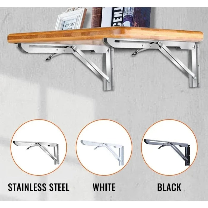 2 Piece Stainless Steel Folding Angle Bracket For Shelf