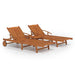 2 Piece Sunlounger Set With Table Solid Wood Acacia Tobakll