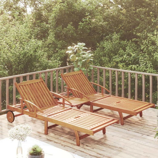 2 Piece Sunlounger Set With Table Solid Wood Acacia Tobakll