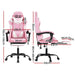 2 Point Massage Gaming Office Chair Footrest Pink
