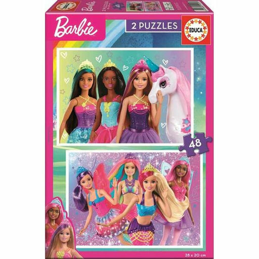 2 - puzzle Set Barbie Girl 48 Pieces 28 x 20 Cm