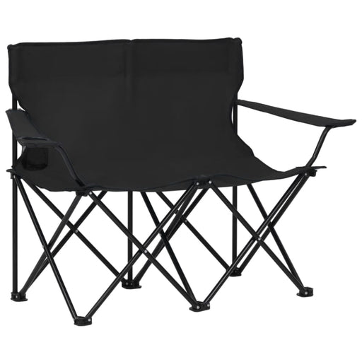 2-seater Foldable Camping Chair Steel and Fabric Black