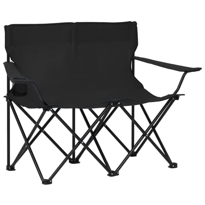2 - seater Foldable Camping Chair Steel And Fabric Black