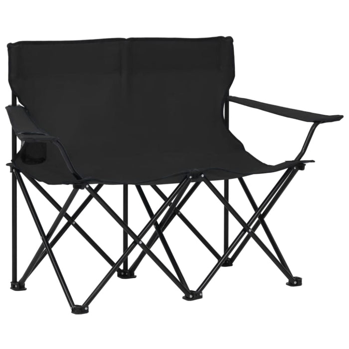 2-seater Foldable Camping Chair Steel and Fabric Black