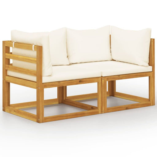 2-seater Garden Bench with Cream White Cushions Tblnnpx