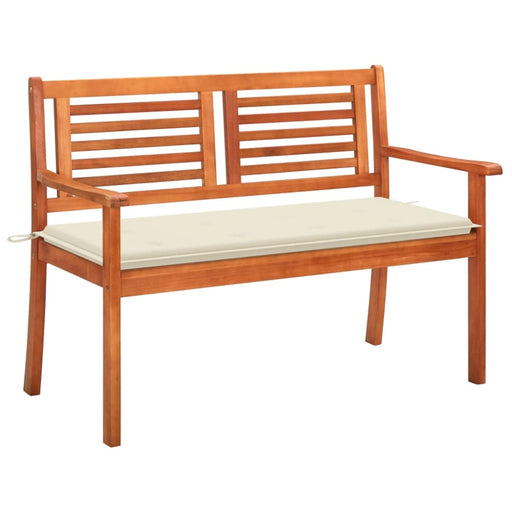 2-seater Garden Bench with Cushion 120 Cm Solid Eucalyptus