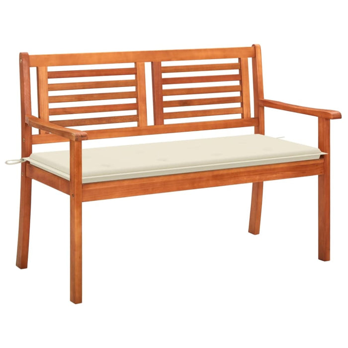 2-seater Garden Bench with Cushion 120 Cm Solid Eucalyptus