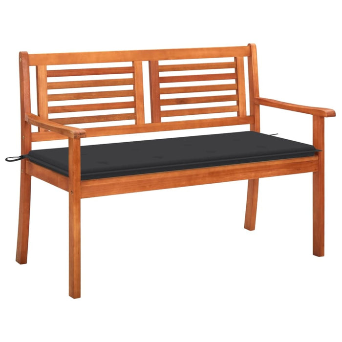2-seater Garden Bench with Cushion 120 Cm Solid Eucalyptus