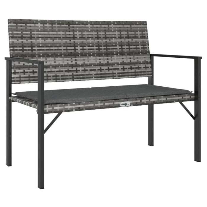 2-seater Garden Bench with Cushion Grey Poly Rattan Tlaoxb