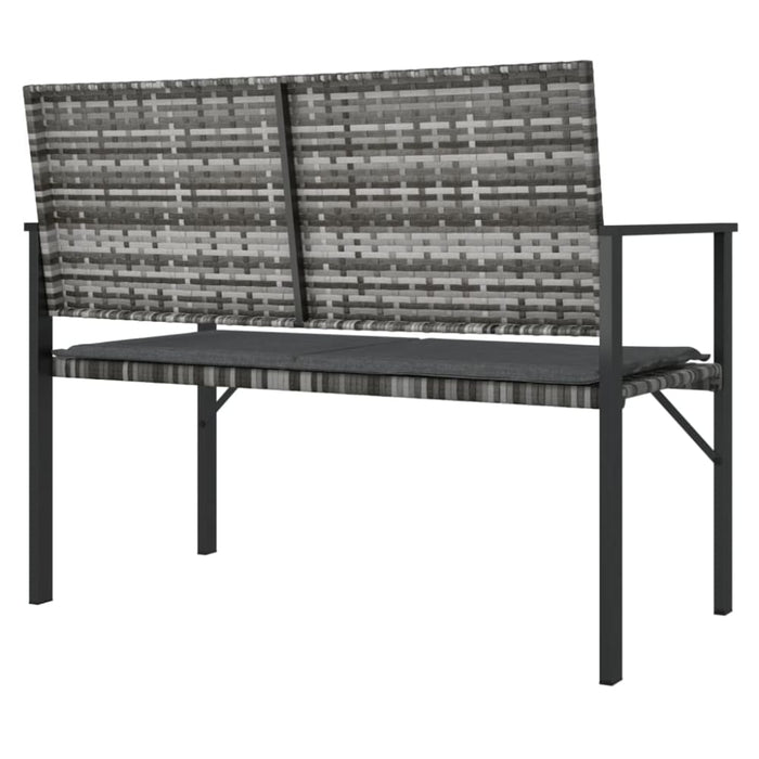 2-seater Garden Bench with Cushion Grey Poly Rattan Tlaoxb