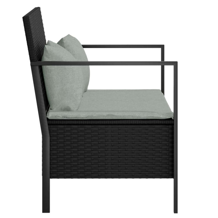 2-seater Garden Bench With Cushions Black Poly Rattan Tlaoox