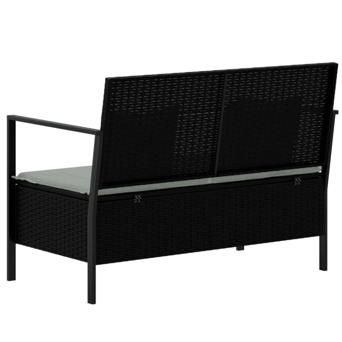 2-seater Garden Bench With Cushions Black Poly Rattan Tlaoox