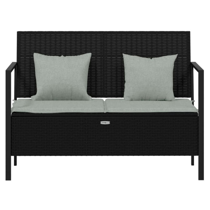 2-seater Garden Bench With Cushions Black Poly Rattan Tlaoox