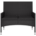 2-seater Garden Bench with Cushions Black Poly Rattan Tokakb