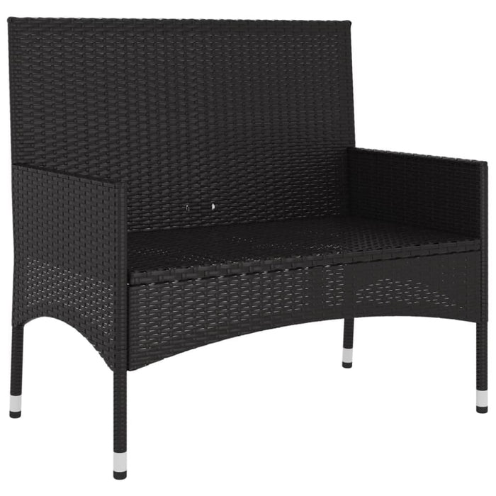 2-seater Garden Bench with Cushions Black Poly Rattan Tokakb