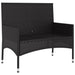 2-seater Garden Bench with Cushions Black Poly Rattan Tokakb