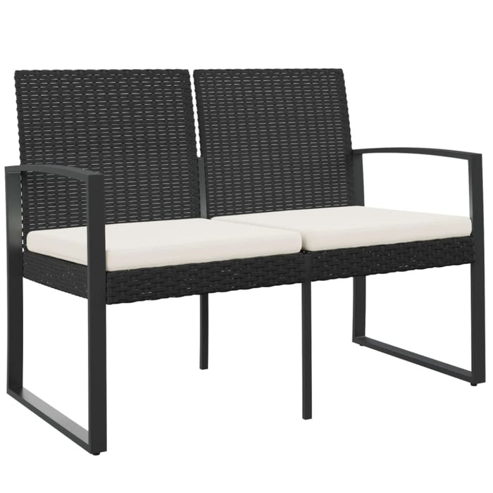 2-seater Garden Bench with Cushions Black Pp Rattan Tlbxbk