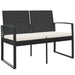 2-seater Garden Bench with Cushions Black Pp Rattan Tlbxbk
