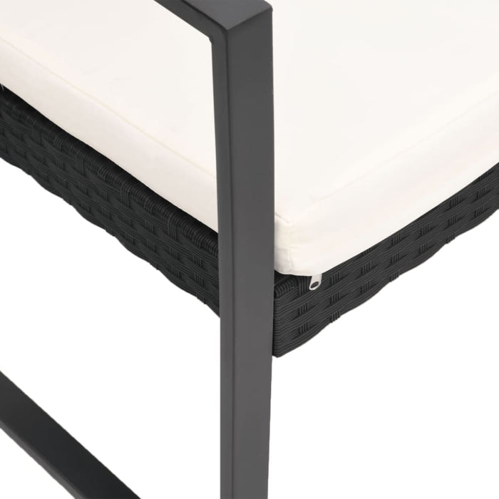 2-seater Garden Bench with Cushions Black Pp Rattan Tlbxbk