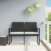 2-seater Garden Bench with Cushions Black Pp Rattan Tlbxbk